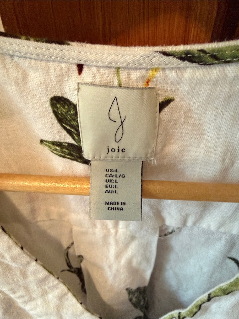 Joie Orchid Botanical Print Linen Puff Sleeve Dress Floral White Boho Size L - Picture 2 of 9
